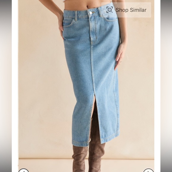 ⭐️ NEW Francesca's Harper Heritage Sylvia Denim Front Slit Midi Skirt - Picture 3 of 11